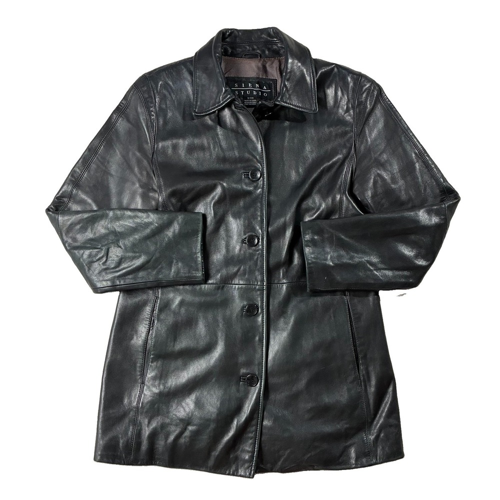 VTG Sienna Studio Leather Car Coat Black Women S 90s Minimalist Indie Sleaze